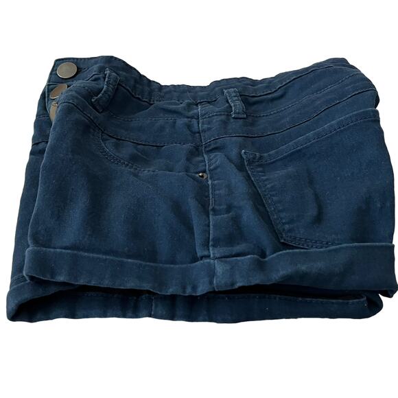 NO BO MID-RISE SHORTS JUNIORS, 1, NAVY BLUE, BACK POCKETS, BUTTONS & ZIP CLOSURE - Picture 6 of 11